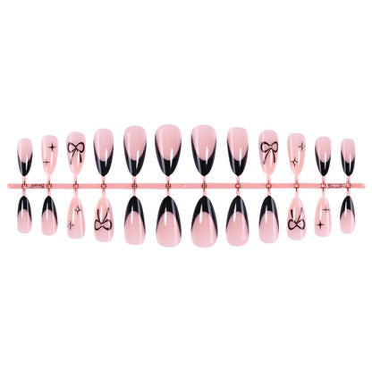 Elegant Press-On Nail Set with Artistic Bow Designs Acalora