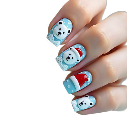 Festive Polar Bear Nail Art Acalora