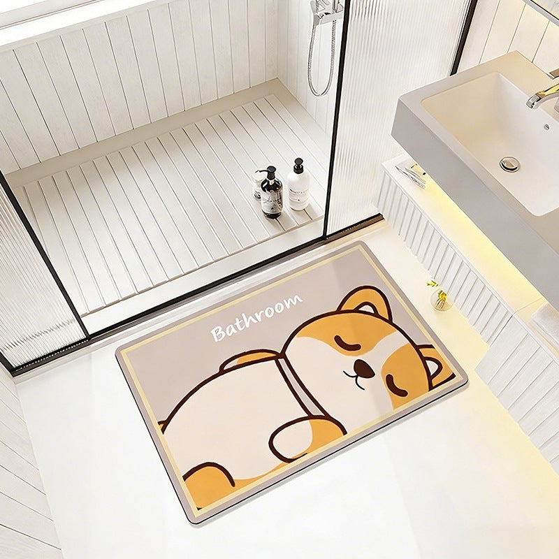 Cute Cartoon Bear-Themed Bath Mat Acalora