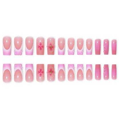 Floral Decorative Press-On Nails with 3D Accents Acalora