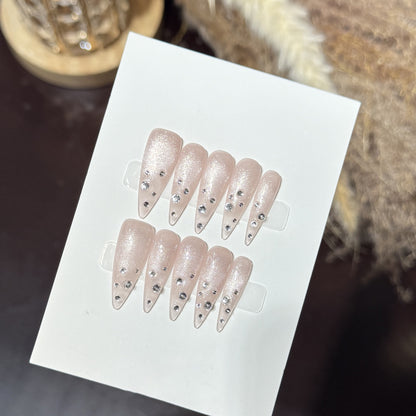 Elegant Rhinestone-Embellished Stiletto Press-On Nails Acalora