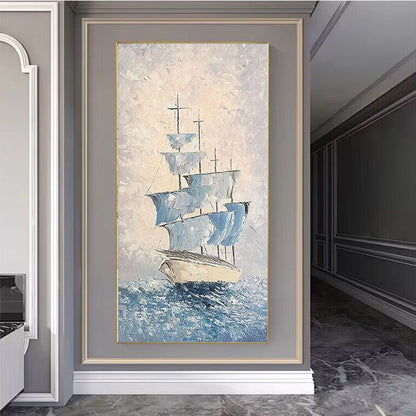 Nautical-Themed Textured Canvas Artwork