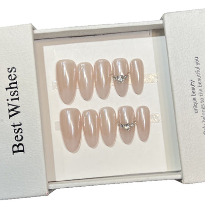 Elegant Decorative Press-On Nail Set with Rhinestone Accents Acalora
