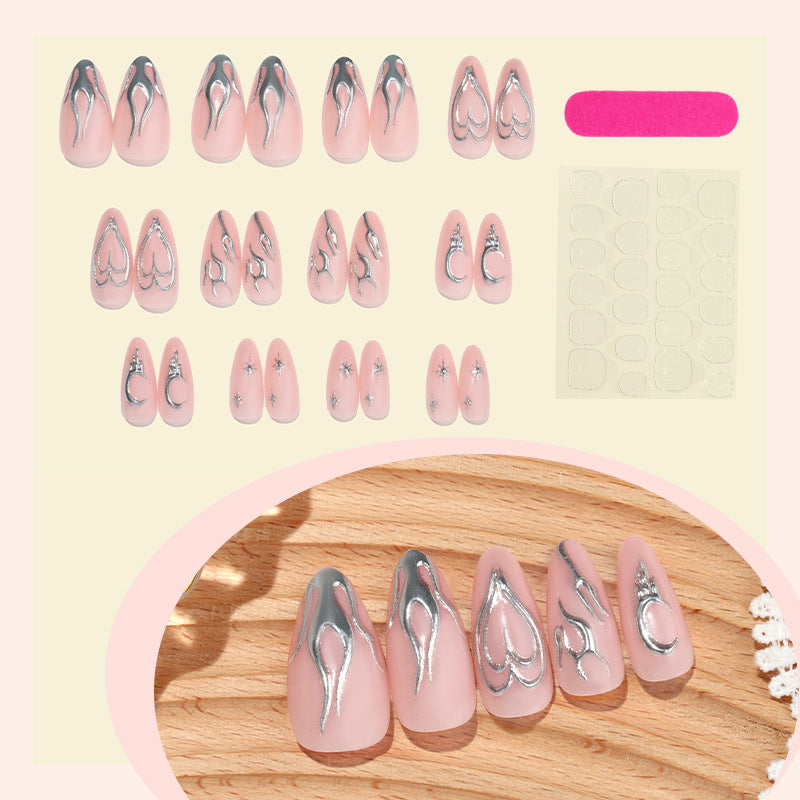 Decorative Press-On Nail Art Set with Metallic Flame Accents Acalora
