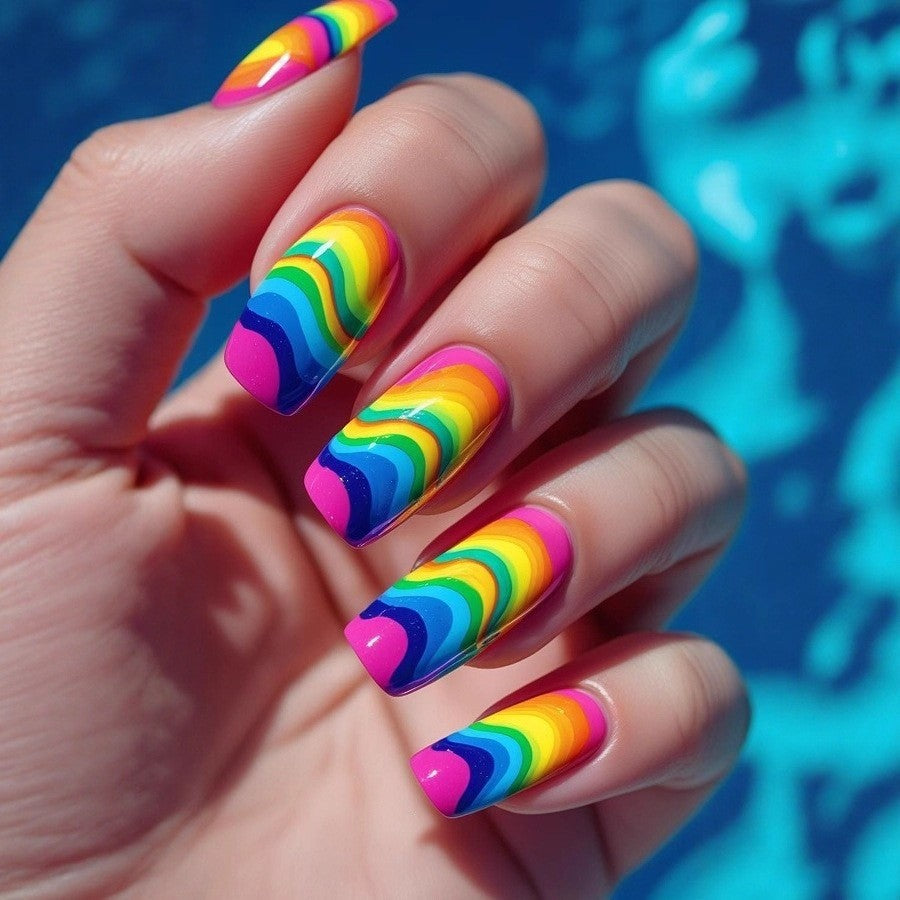 Artificial nails in elegant French tip design Acalora