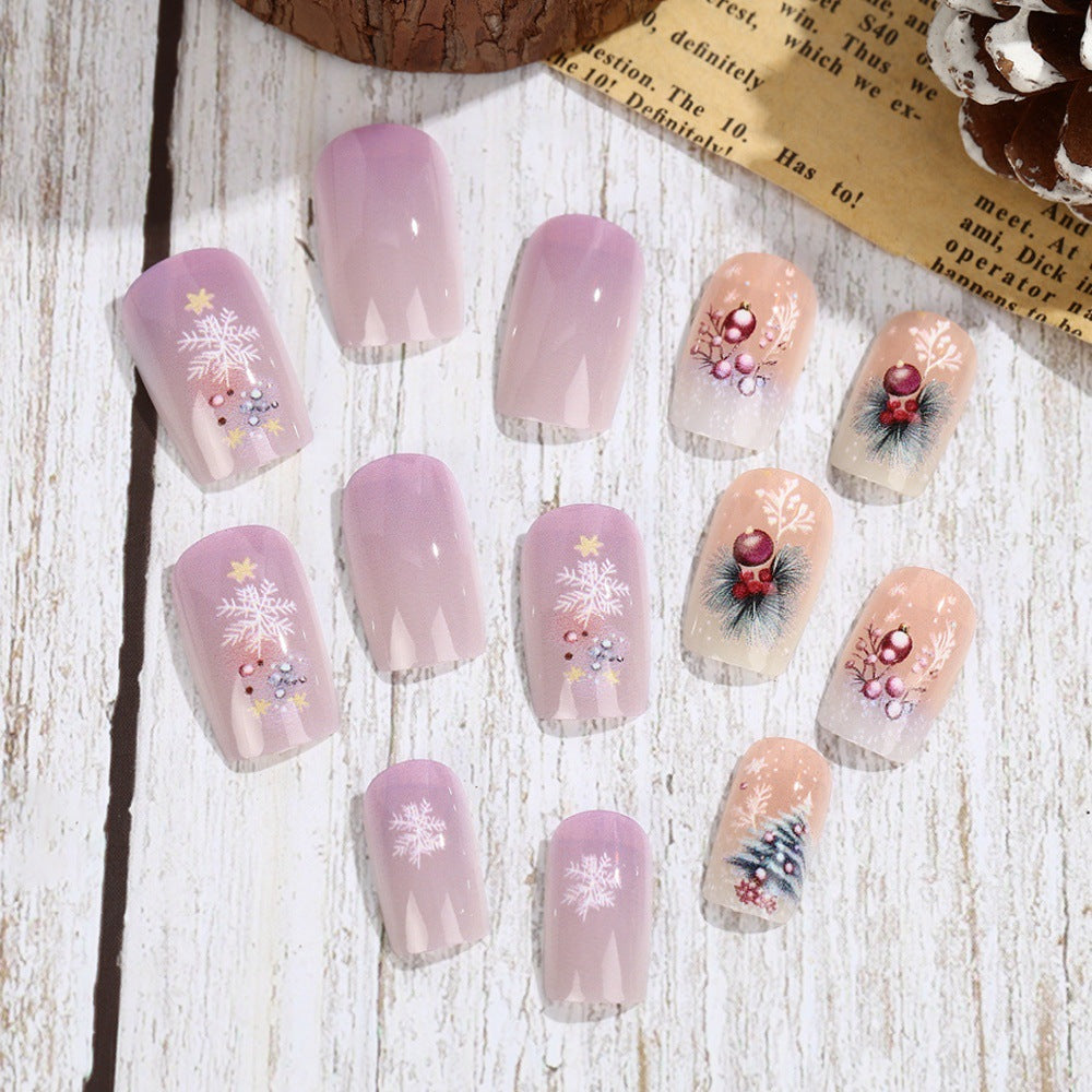 Artificial nails in festive winter design Acalora