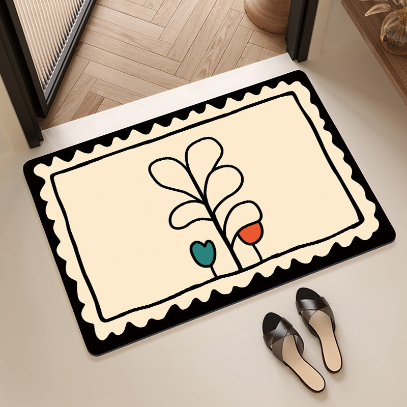 Decorative Floral Print Bath Mat Acalora