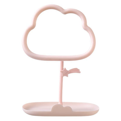 Cloud-Shaped Tabletop Makeup Mirror and Organizer