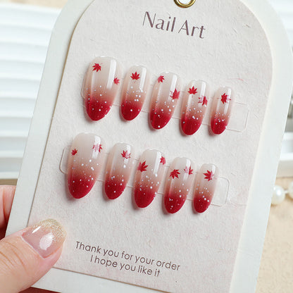 Artistic Ombre Leaf Press-On Nail Set Acalora