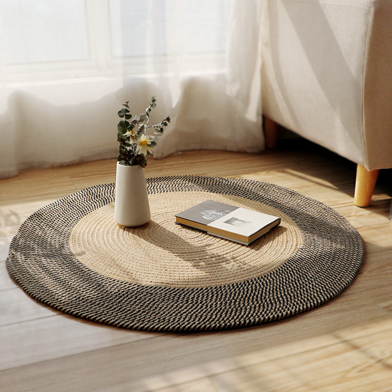Rustic Round Rug with Fringes Acalora