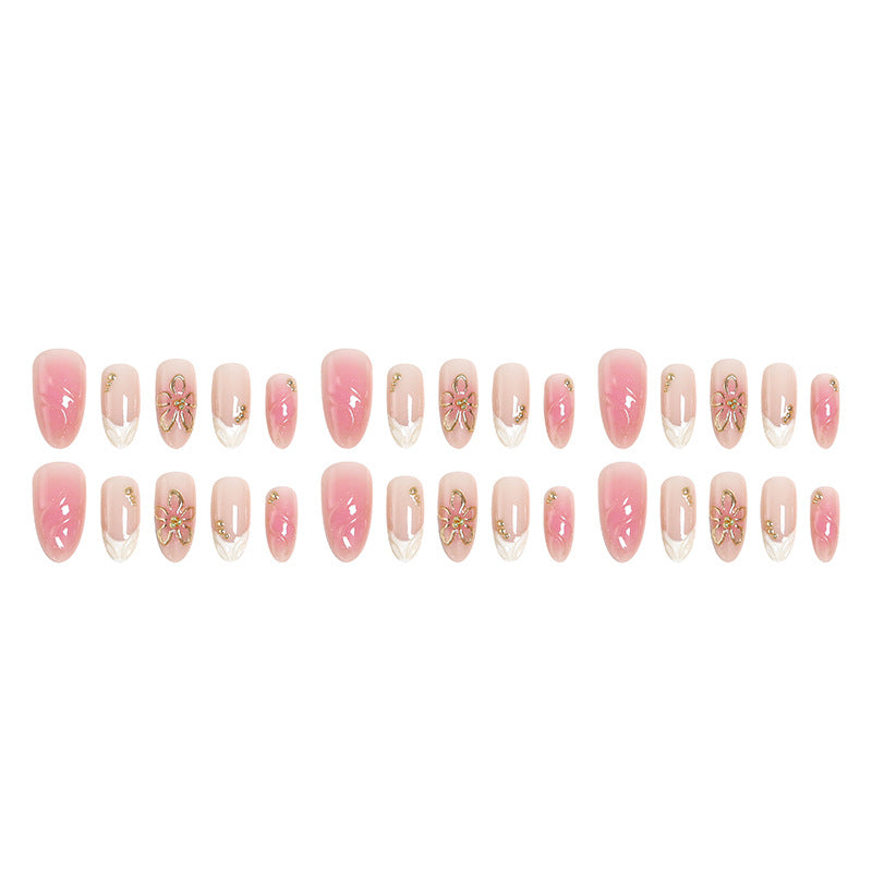 Nail set with elegant floral and glitter elements Acalora