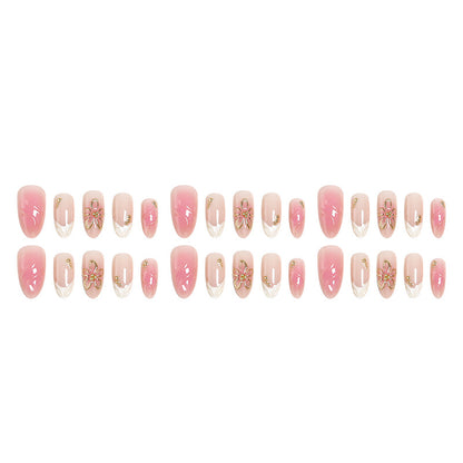 Nail set with elegant floral and glitter elements Acalora
