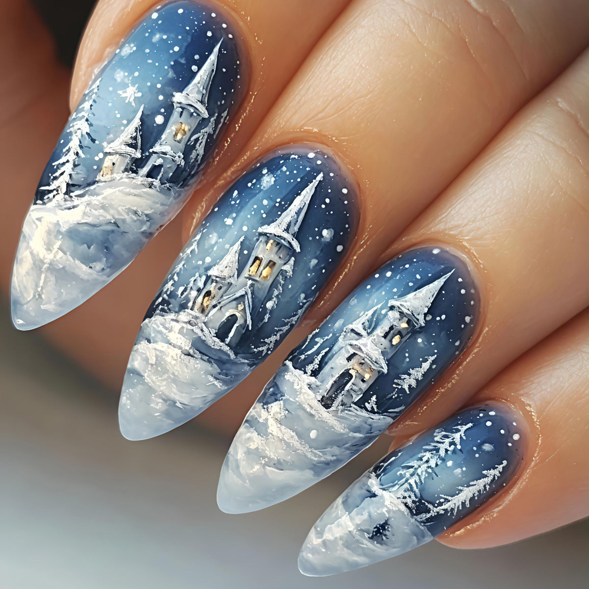 Winter-Themed Artistic Nail Art Acalora
