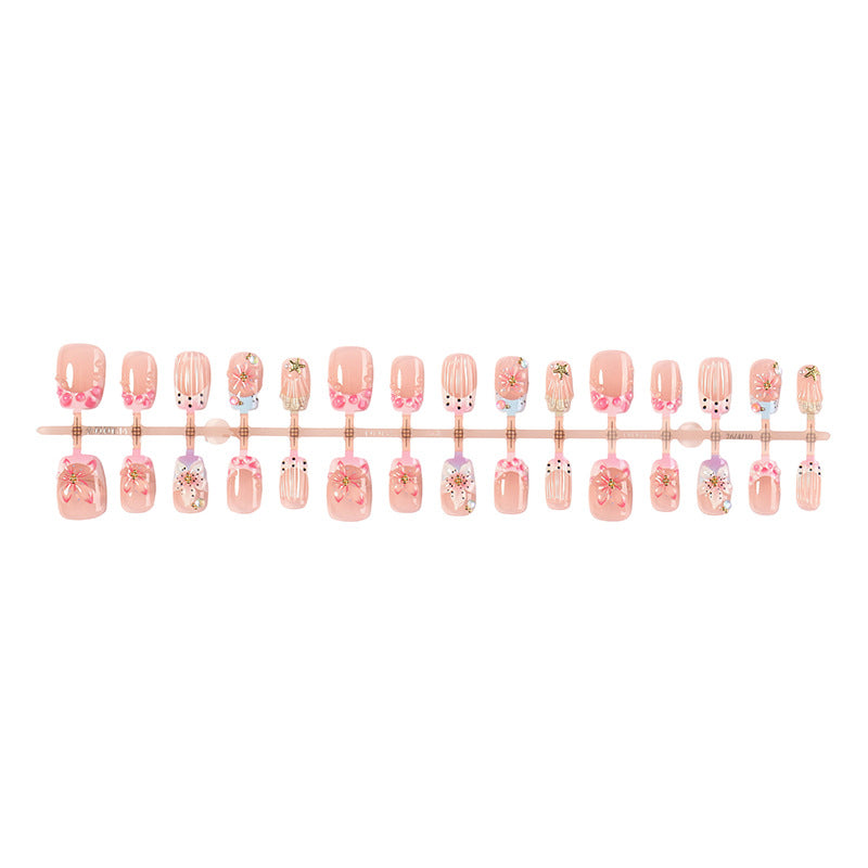 Decorative Press-On Nail Art Kit with Floral and Gem Accents Acalora