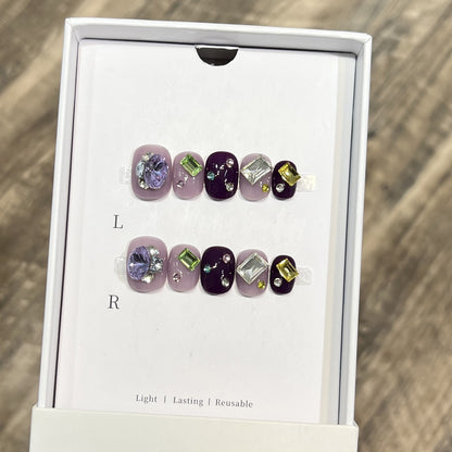 Reusable Gemstone Press-On Nail Art Acalora
