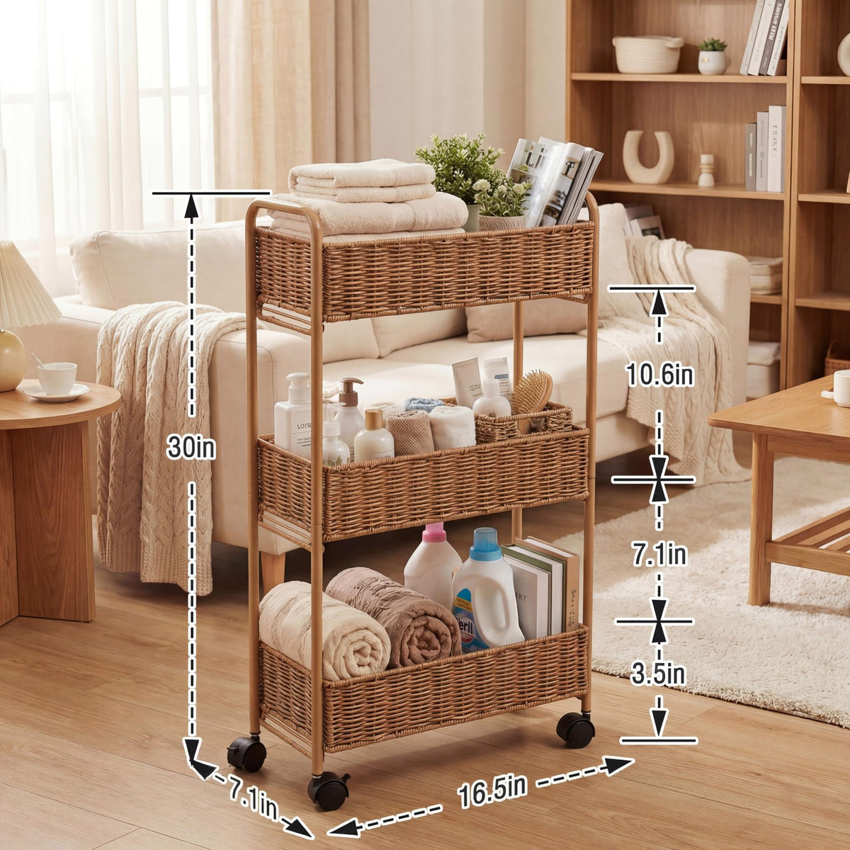 Elegant Storage Basket Made of Natural Rattan Acalora