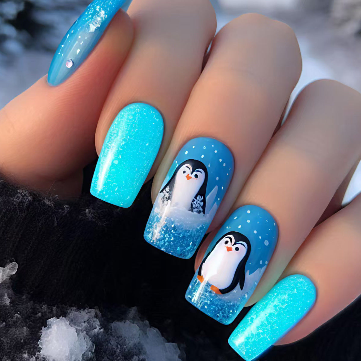 Themed Winter Penguin Nail Art Acalora