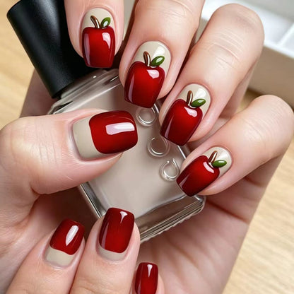 Creative Apple-Themed Nail Art Acalora