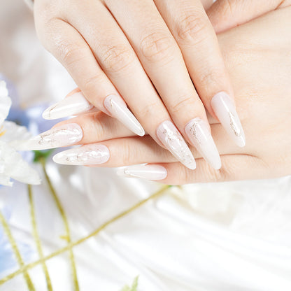 Elegant Floral Pointed Press-On Nail Set Acalora