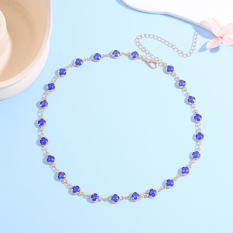 Floral Charm Choker Necklace Acalora 1788164322