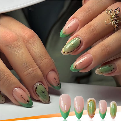 Artistic Press-On Nail Set with Star Accents Acalora