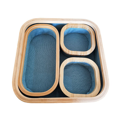 Storage basket set with bamboo frame and fabric inserts Acalora