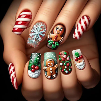 Gingerbread-Themed Nail Art Acalora