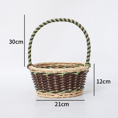 Braided storage basket with decorative cotton handles