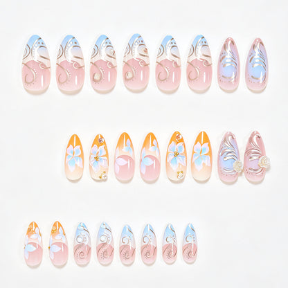 Floral Embellished Stiletto Nail Art Acalora