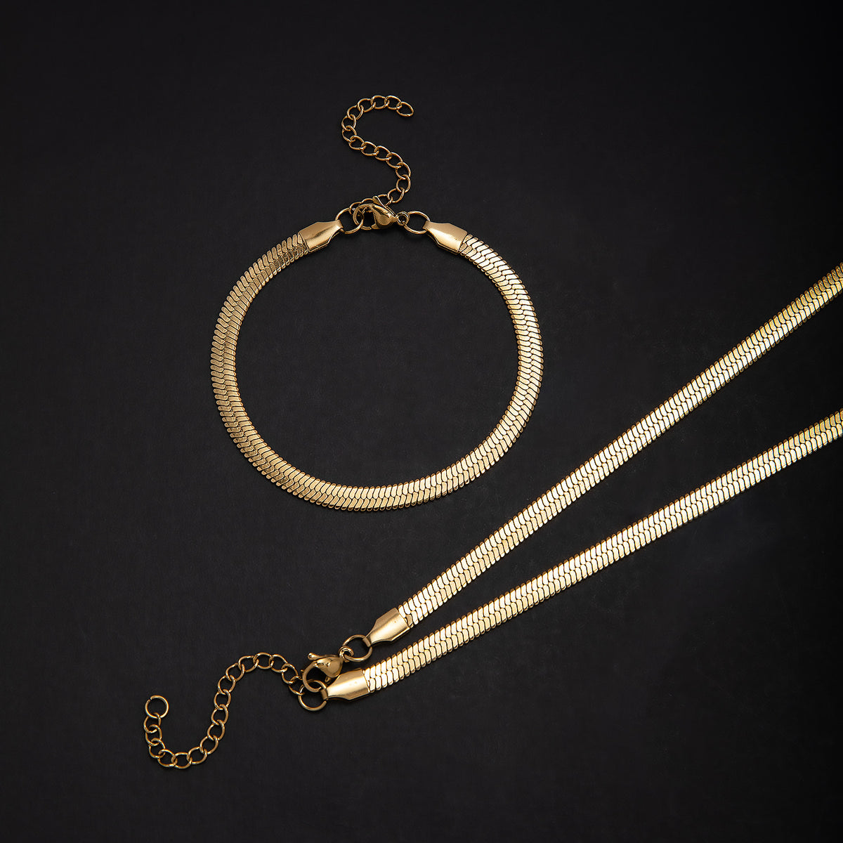 Elegant Herringbone Chain Jewelry Set Acalora