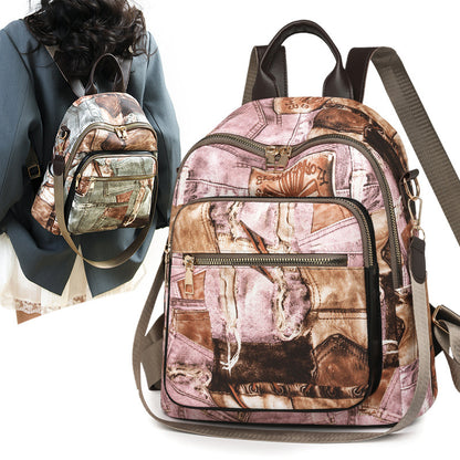 Stylish Denim Pattern Backpack Acalora