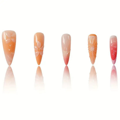 Exquisite Floral Press-On Nail Art Acalora
