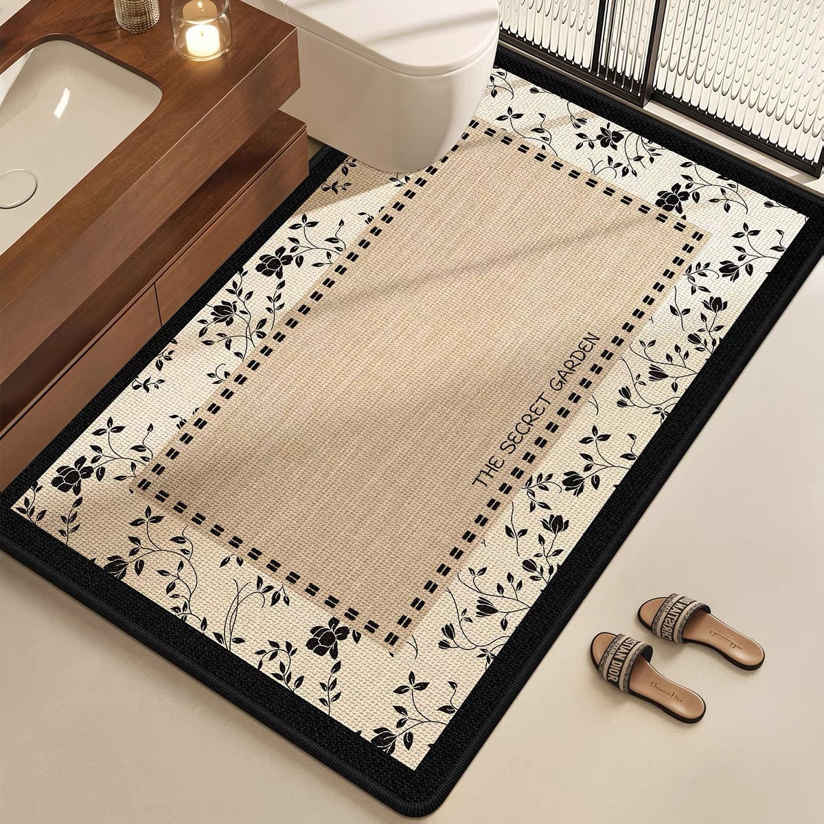 Elegant Floral Bathroom Mat