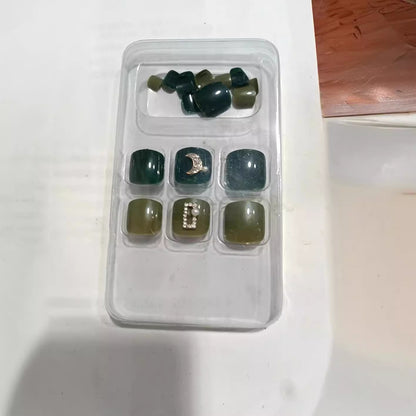Decorative Press-On Nail Set with Gemstone Accents Acalora