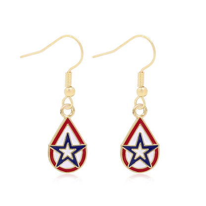 Women's lightweight star earrings with enamel flag design and fishhook Kalsten