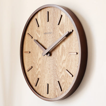 Minimalist silent wood wall clock 12 inch