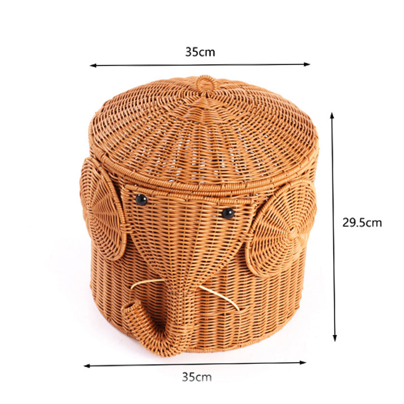 Elephant-Shaped Woven Storage Basket Acalora
