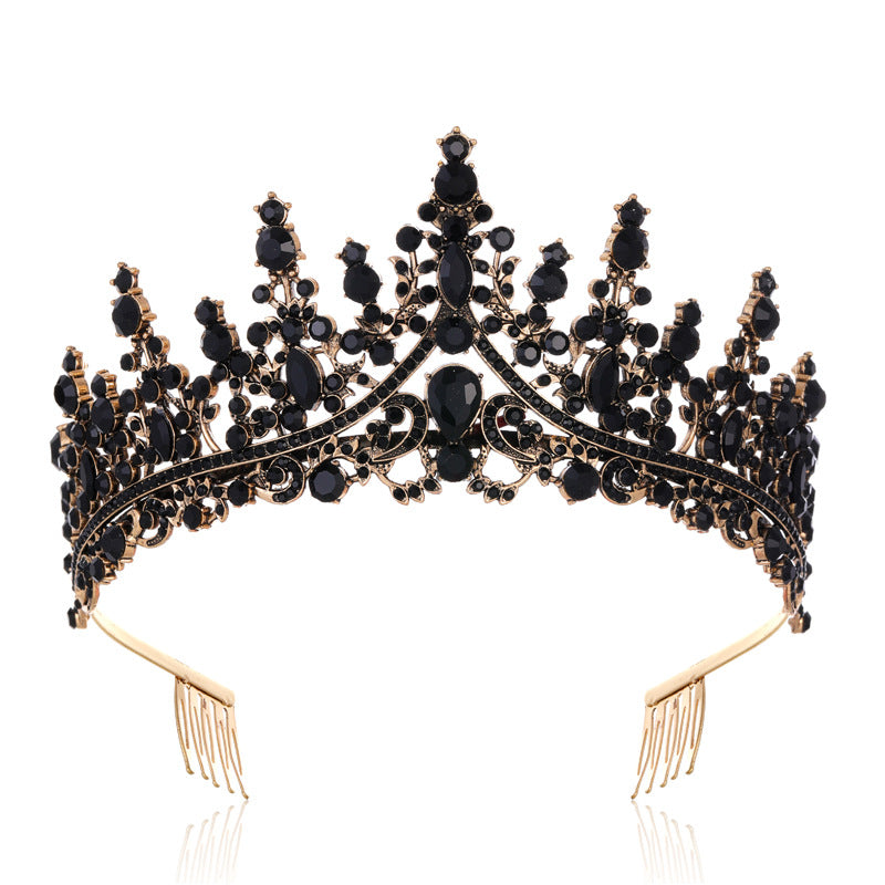 Ladies Opulent Tiara with Black Crystal Detailing Bowlift