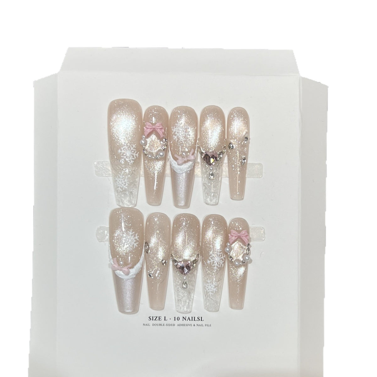 Decorative Stiletto Press-On Nail Set with Rhinestone and Glitter Accents Acalora