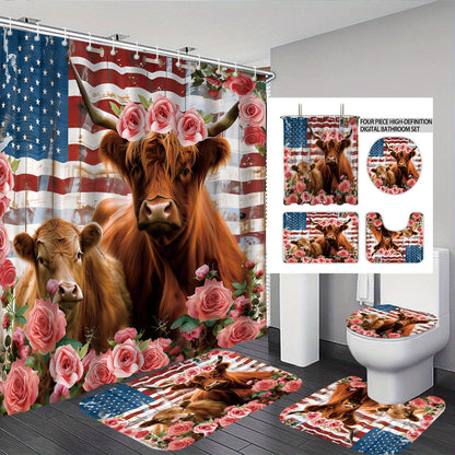 Digital Floral Print Bathroom Set
