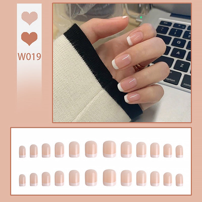 Artificial nail set with elegant French tips and natural shine Acalora