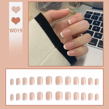 Artificial nail set with elegant French tips and natural shine Acalora