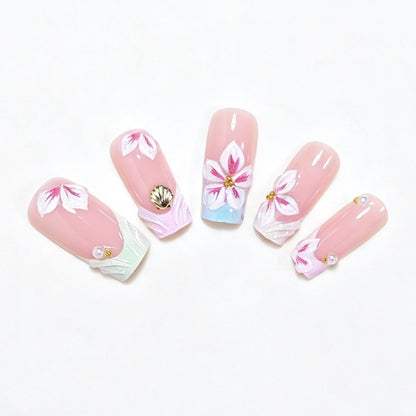 3D Floral Design Press-On Nail Art Acalora