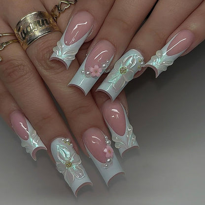Decorative 3D Floral Press-On Nails Acalora