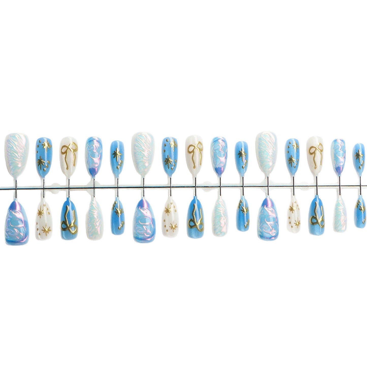 Artistic Nail Art Set with Metallic Accents Acalora