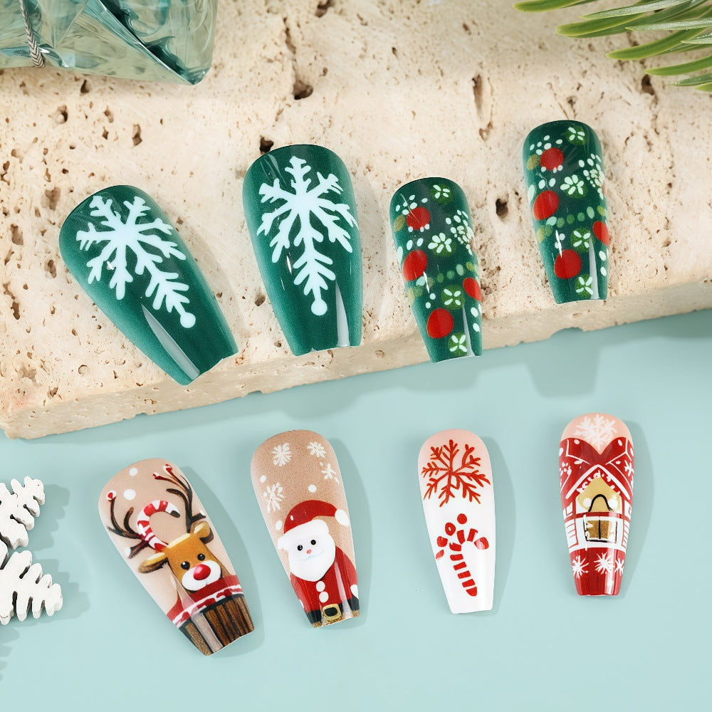Artificial Nails Set with Festive Christmas Designs Acalora