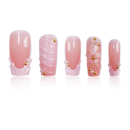 Artistic Floral Press-On Nail Extensions Acalora