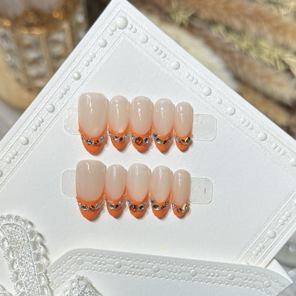 Decorative Press-On Nail Set with Rhinestone Accents Acalora