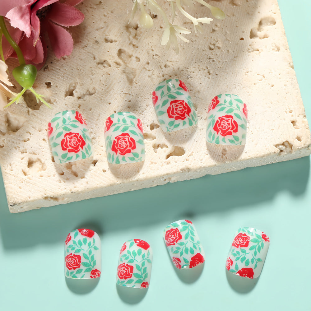 Artificial nails with romantic rose pattern Acalora