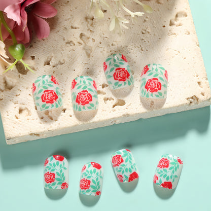 Artificial nails with romantic rose pattern Acalora